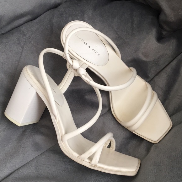 Charles & Keith Shoes - White Strappy Heels- Charles & Keith